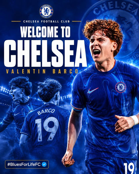 Chelsea chiêu mộ thành công Barco - Ảnh: BLUES FOR LIFE FC