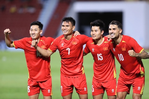 Niềm vui chiến thắng của tuyển Việt Nam. Ảnh: Đức Cường