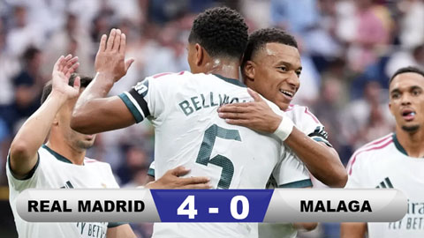  Kết quả Real Madrid 4-0 Malaga: Mourinho thắng trận thứ 3 liên tiếp