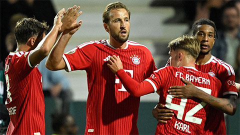  Kane lập cú đúp giúp Bayern ngược dòng tại Cúp Quốc gia Đức