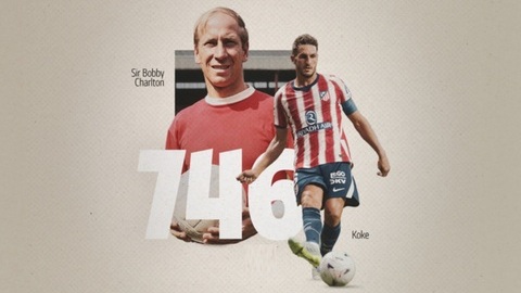  Đội trưởng Atletico vượt qua huyền thoại MU