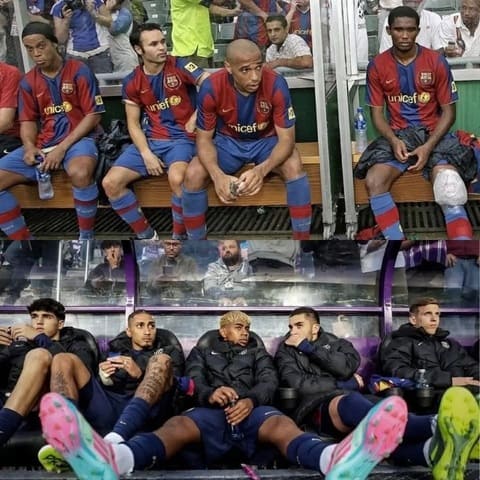 Lực lượng của Barca hiện tại mạnh không kém thời hoàng kim với Ronaldinho, Eto'o, Henry và Iniesta. Ảnh: Facebook