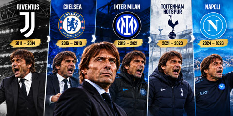 Conte thường không gắn bó lâu với một đội bóng