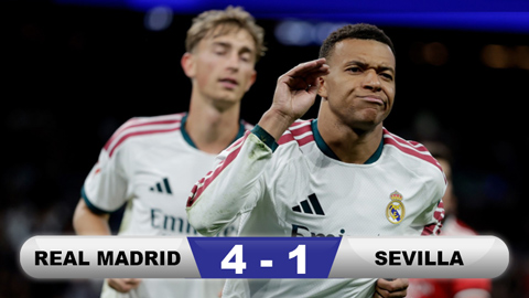 Kết quả Real Madrid 4-1 Sevilla: Mbappe giúp Real thắng tưng bừng