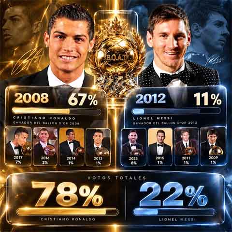 Ronaldo đang tạm dẫn Messi trong cuộc đua giành BOAT