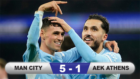  Kết quả Man City 5-1 AEK Athens: Foden sắm vai người hùng